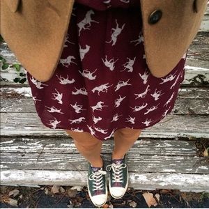 Burgundy Pattern Mini Dress